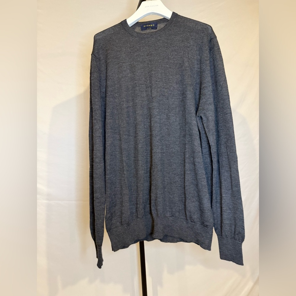 Piombo Men’s Small 100%‎ Cashmere Charcoal Grey Lightweight Sweater